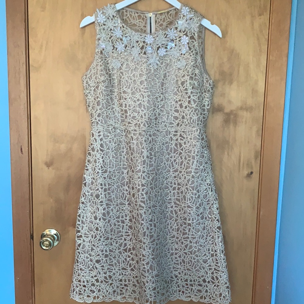 NWT elie tahari gold embellished dress size 6